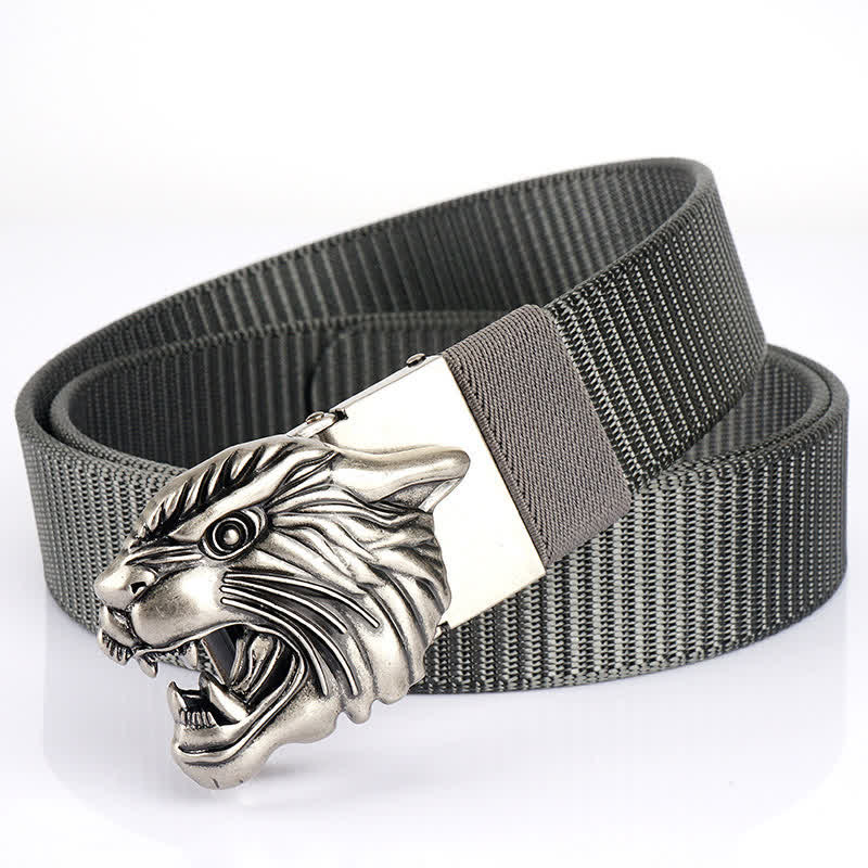 Ceinture en nylon à tête de tigre rugissante pour homme