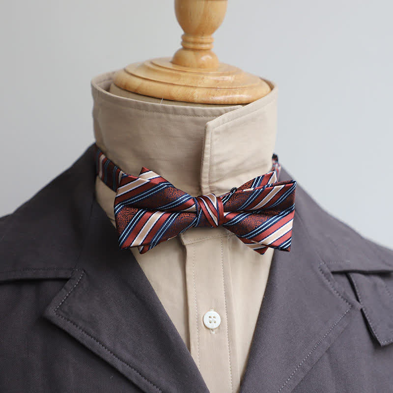 Nœud papillon polyvalent à rayures café pour homme