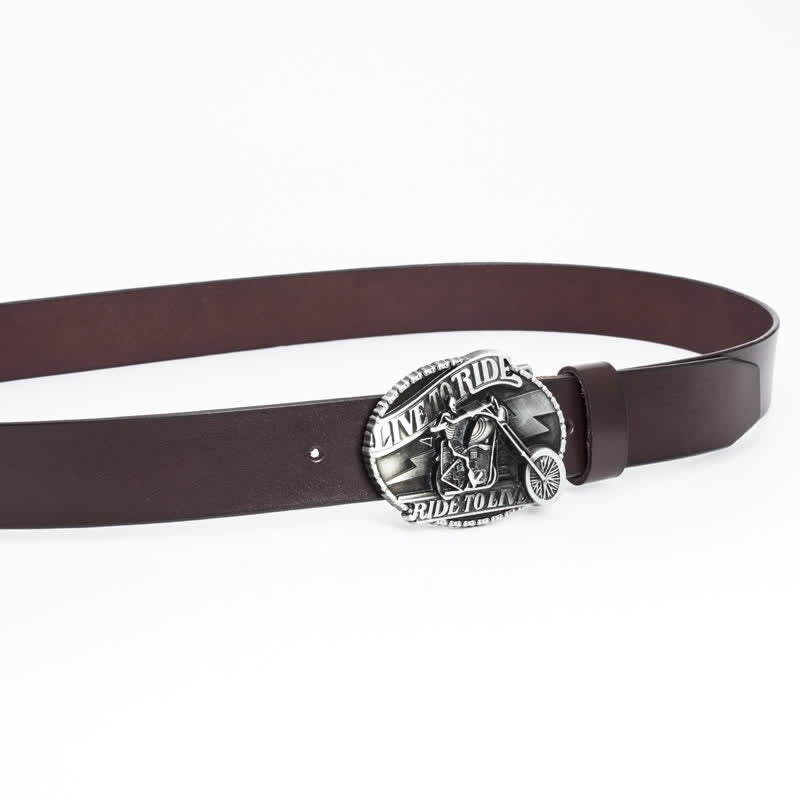 Ceinture en cuir pour homme avec tête de mort et squelette de motard