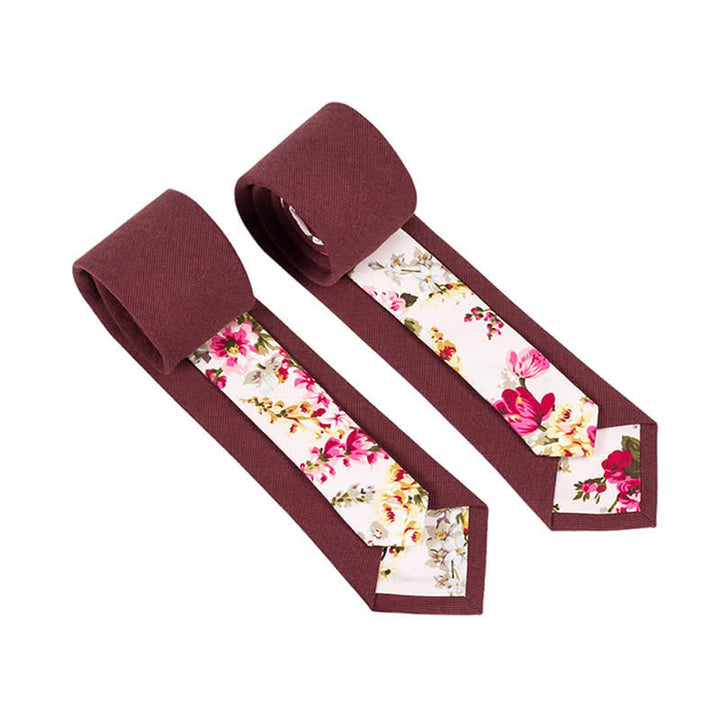 Cravate patchwork florale à carreaux pour homme - Bourgogne - image 18