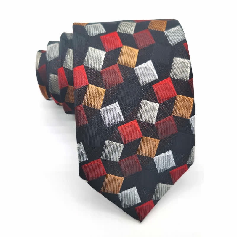 Cravate carrée en pure soie à motif géométrique coloré pour homme