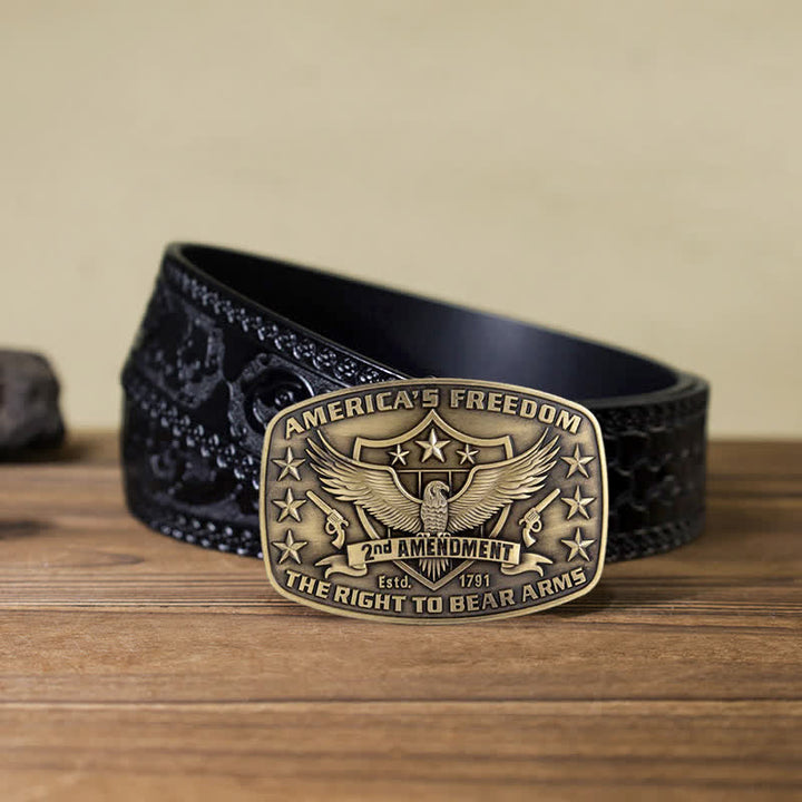 Ceinture en cuir à boucle pour homme avec motif Eagle America's Freedom
