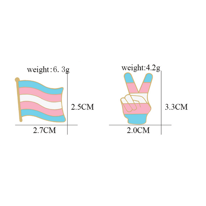 Lot de 6 broches avec drapeau arc-en-ciel rose et bleu pour la Journée de la fierté