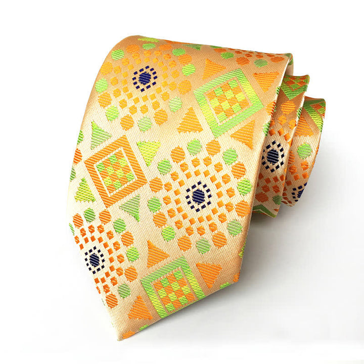 Cravate à motif floral et médaillon géométrique royal pour homme - Jaune et Orange - image 5