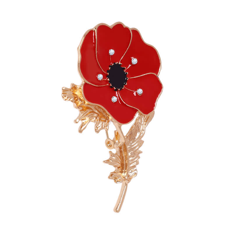 Broche coquelicot vintage pour femme avec peinture à l'huile