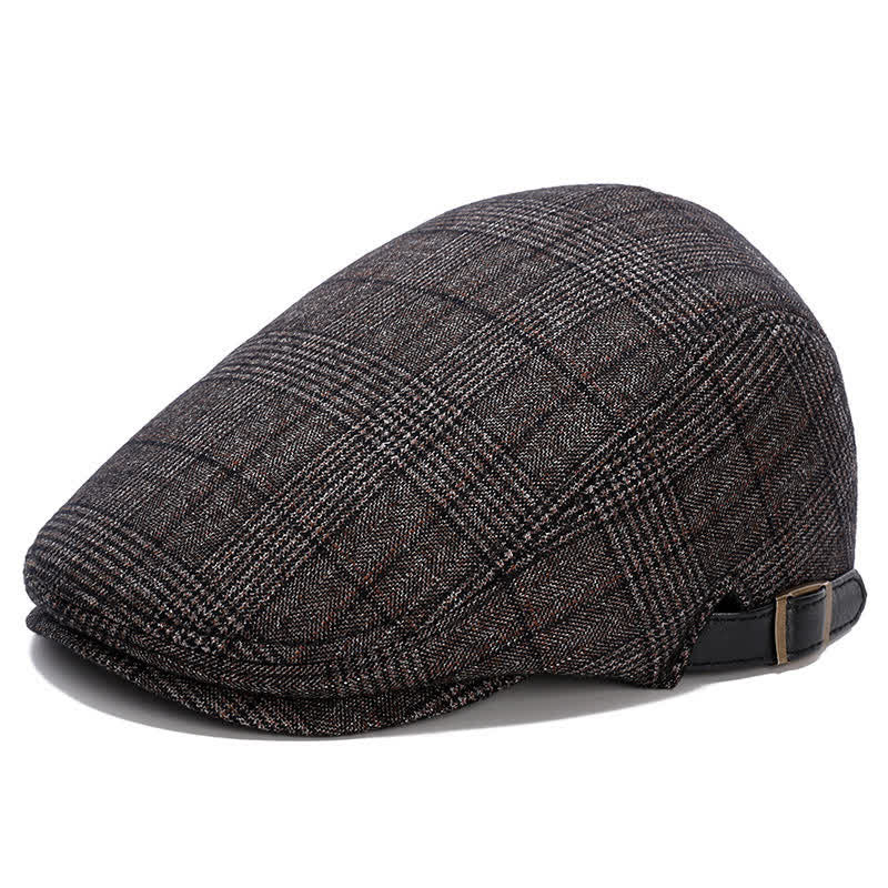 Béret à casquette plate en polaire à carreaux pour artiste - Carré de café - Réglable (environ 22"-23 1/4") - image 9