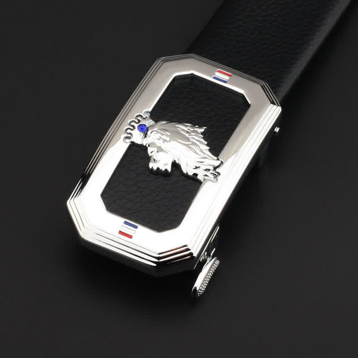 Ceinture en cuir à boucle automatique pour homme avec tête de lion - Argent - Sans ceinture - image 7