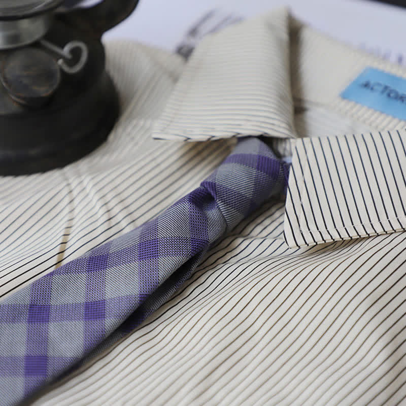 Cravate à carreaux bicolore style preppy pour homme - image 1