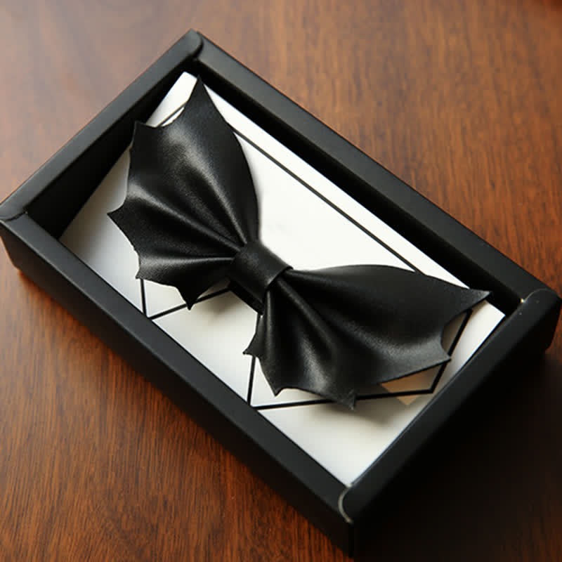 Nœud papillon en similicuir noir avec ailes de chauve-souris pour homme