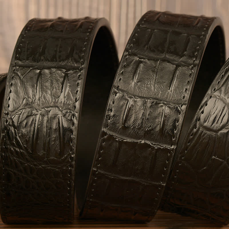 Ceinture en cuir pour homme à motif alligator et chèvre sauvage
