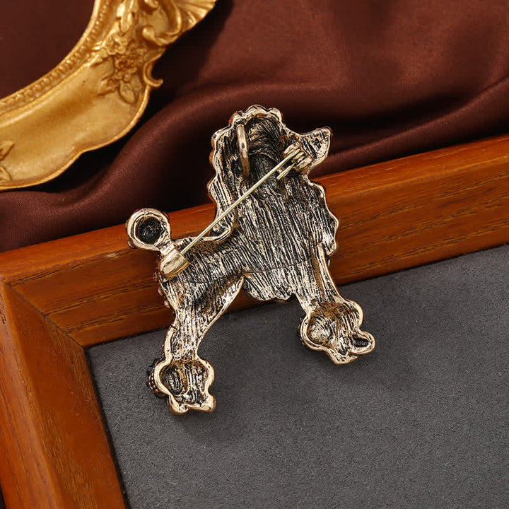 Broche chien caniche strass pour femme