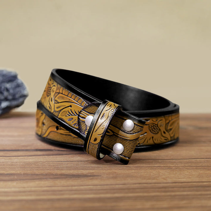 Ceinture en cuir à boucle tête de mort pour homme avec tête de piston et tête de mort