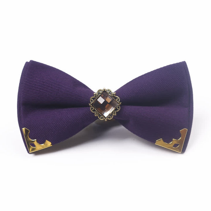 Nœud papillon en coton à bordure dorée pour homme