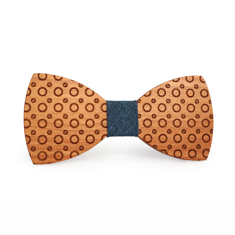 Nœud papillon en bois à pois pour homme