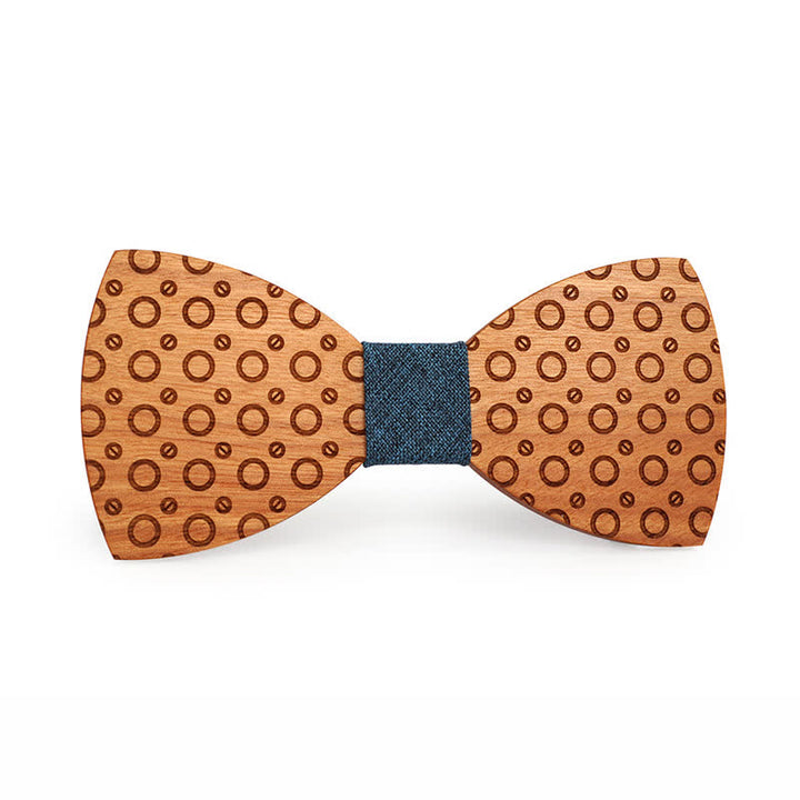 Nœud papillon en bois à pois pour homme