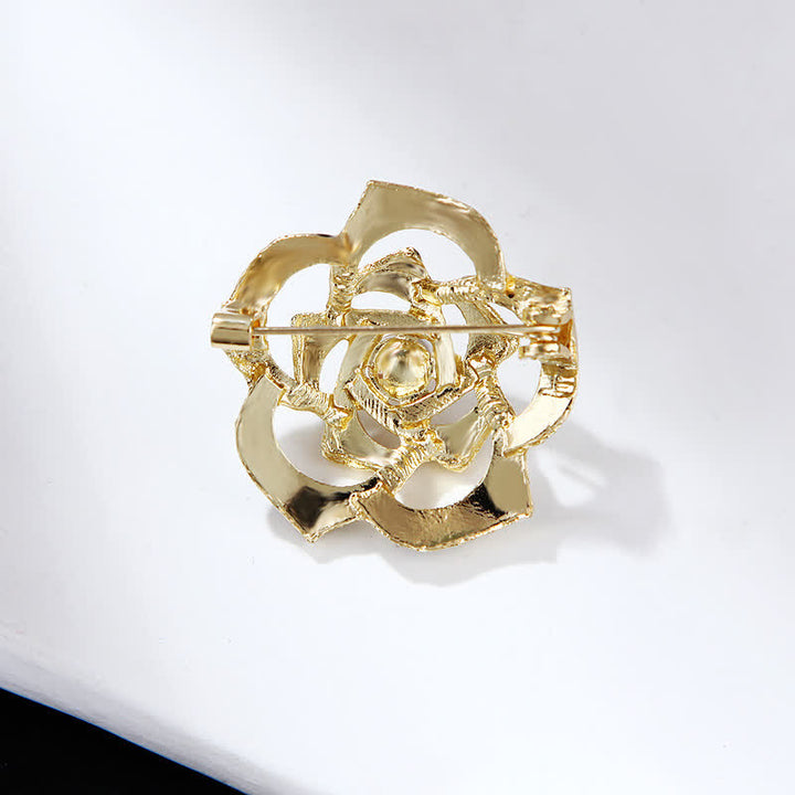 Broche décorative creuse en forme de camélia pour femme