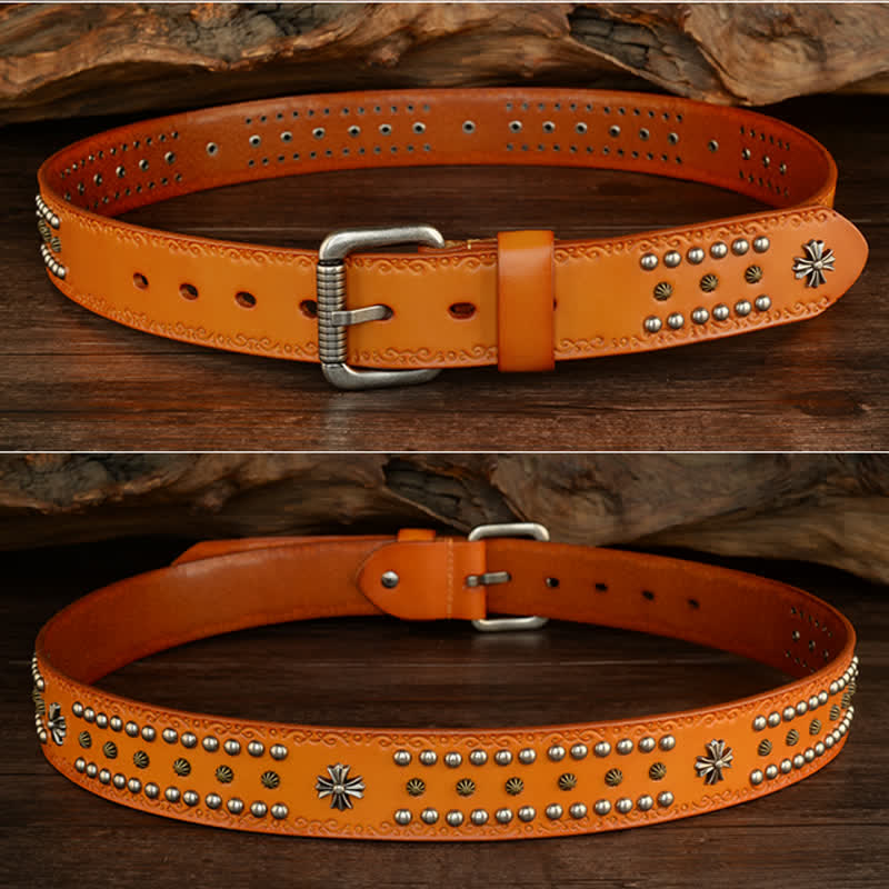 Ceinture décorative unisexe à rivets croisés de style rock