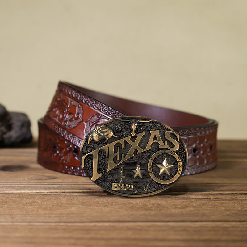 Ceinture en cuir à boucle Texas State Heritage Attitude pour homme