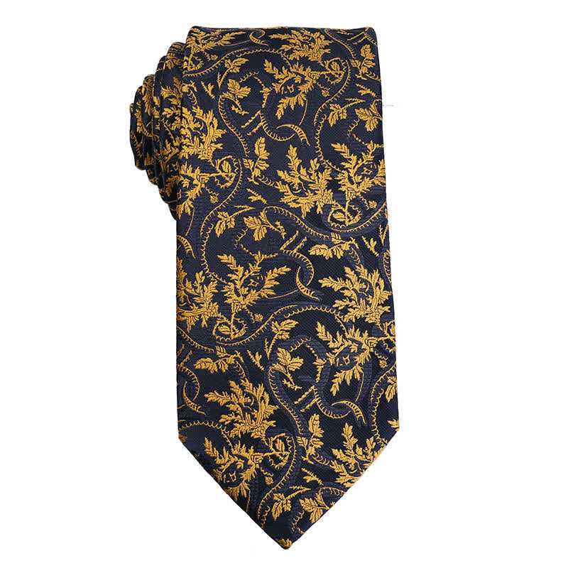 Cravate à motif cachemire pour homme, série orange et or - Fleurs dorées - image 3