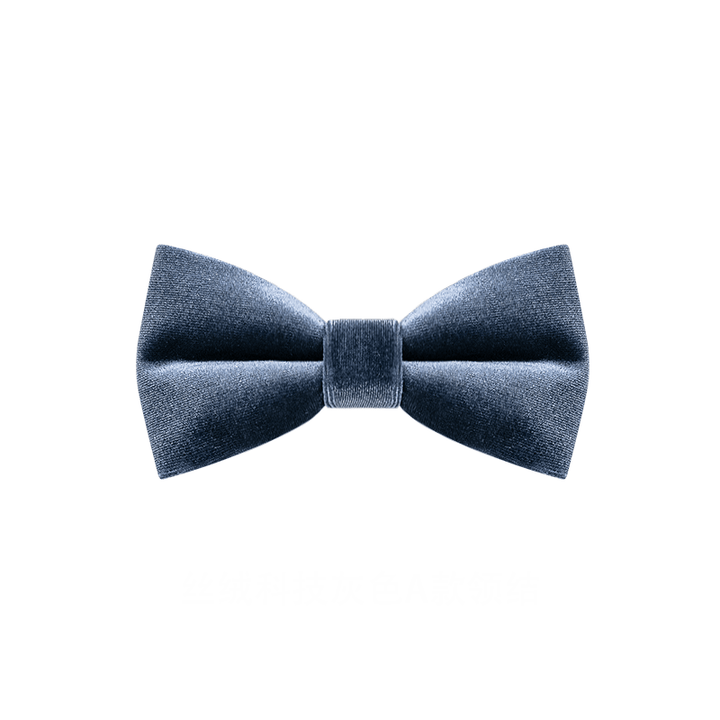 Nœud papillon en velours de couleur unie gris brumeux pour homme