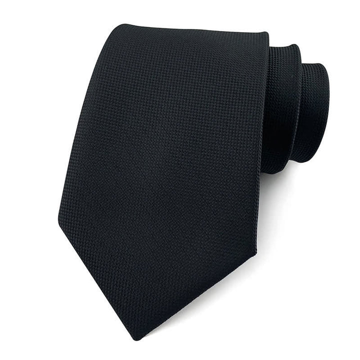 Cravate slim simple de couleur unie pour hommes - Noir - image 3