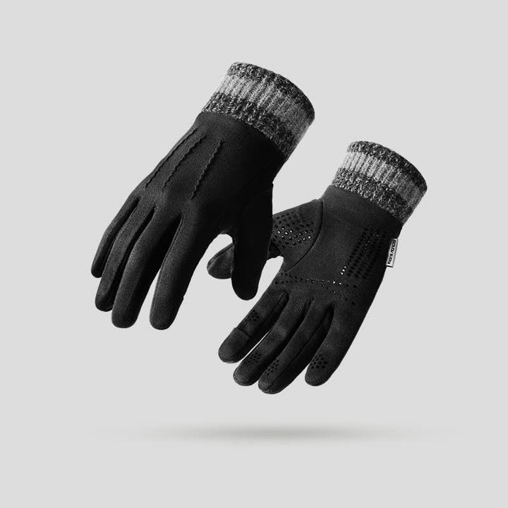 Gants unisexes antidérapants en daim polaire à doigts fendus