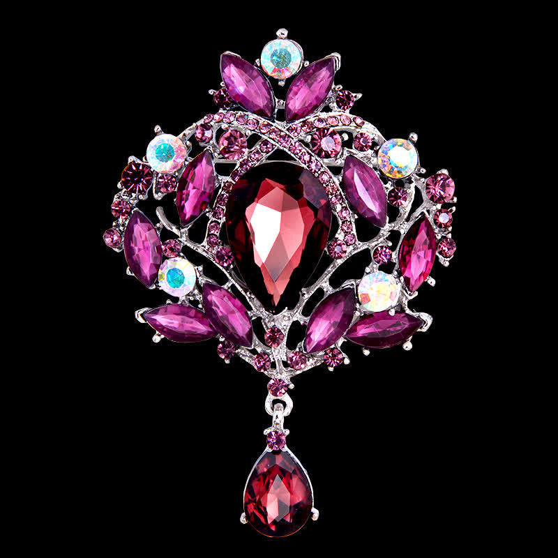 Broche en forme de goutte d'eau en forme de bouton floral brillant pour femme