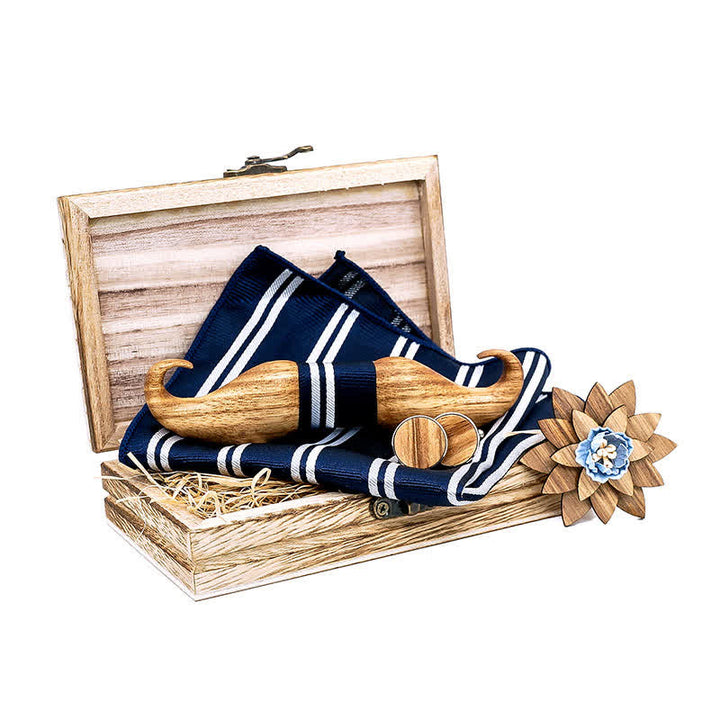 Lot de 4 nœuds papillon en bois Burlywood Moustache pour homme