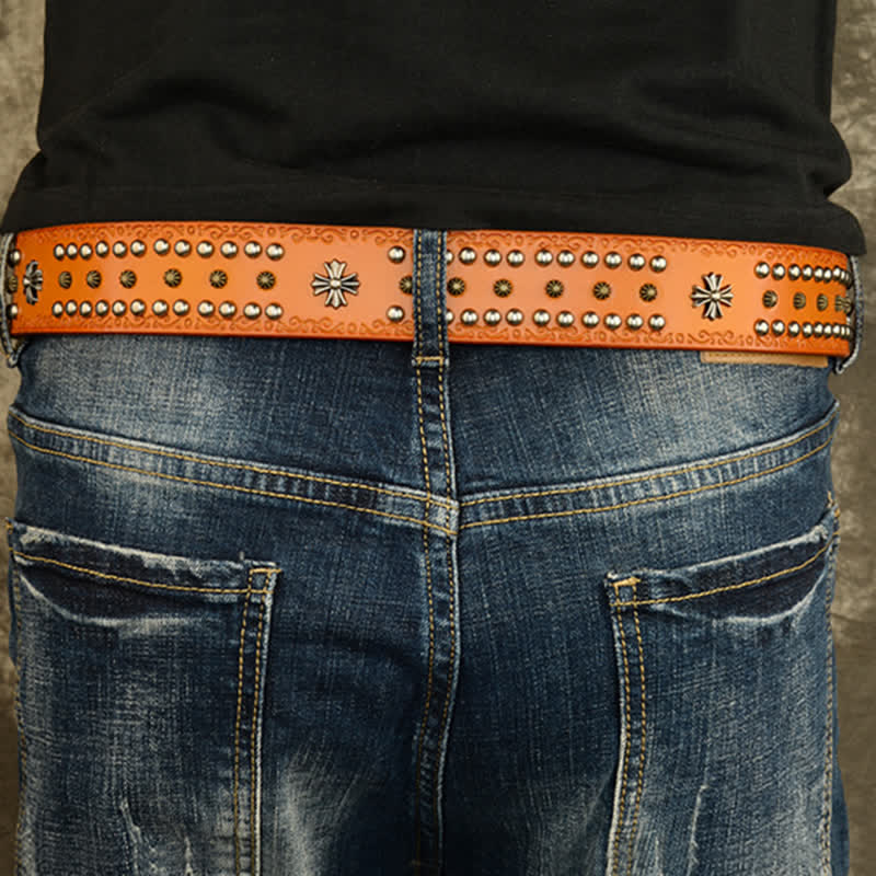 Ceinture décorative unisexe à rivets croisés de style rock