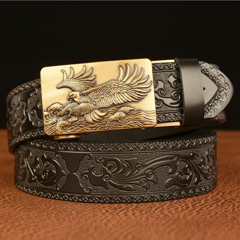 Ceinture en cuir pour homme avec ailes déployées en forme d'aigle