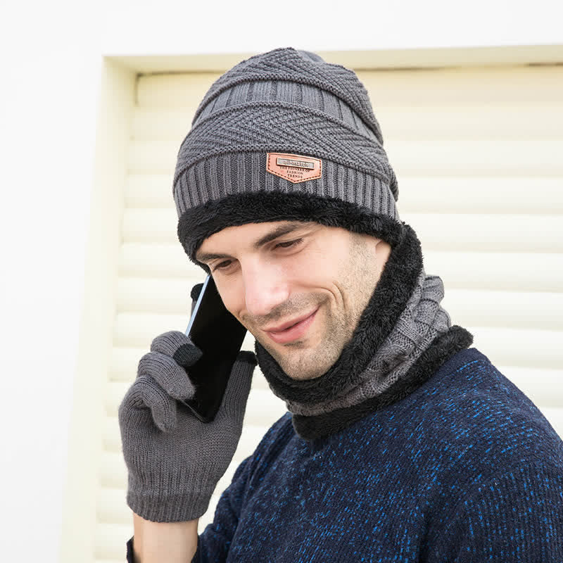 Ensemble bonnet, écharpe, gants tricotés pour adulte et enfant 3 pièces