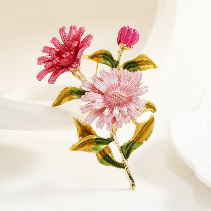 Broche créative à motif de marguerite florale pour femme