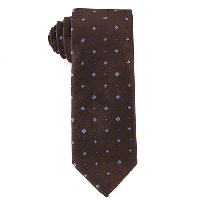Cravate pour homme de la série Retro Brown - Fleur bleu et bleu marine - image 8