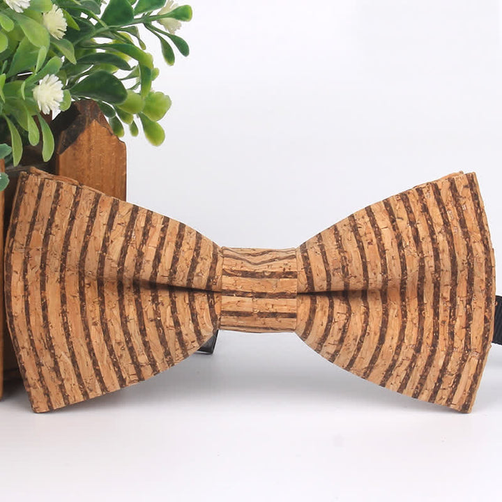 Nœud papillon multicolore à imprimé géométrique en grain de bois pour homme