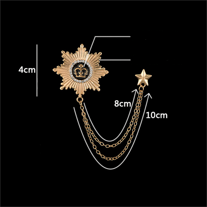 Broche chaîne octogonale en forme de couronne étoilée pour homme