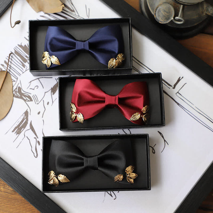 Nœud papillon de mariage pour homme avec feuilles de jardin