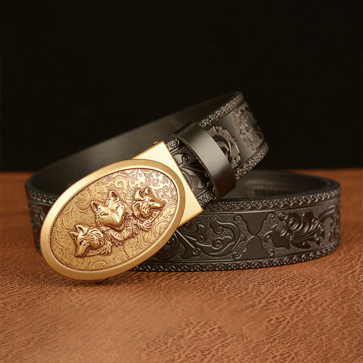 Ceinture en cuir pour homme avec motif Légende des loups affamés