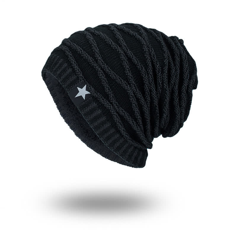 Bonnet tricoté cinq étoiles doublé polaire