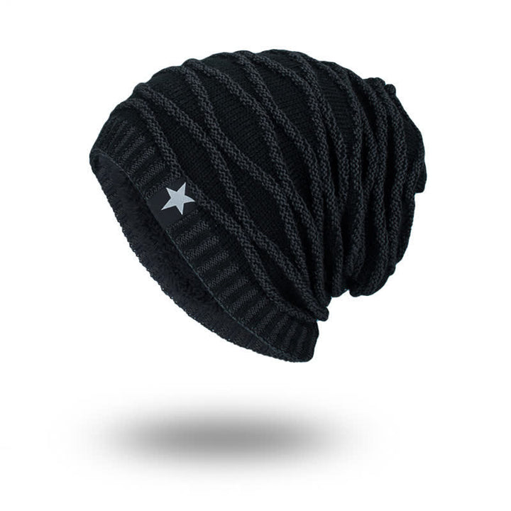 Bonnet tricoté cinq étoiles doublé polaire