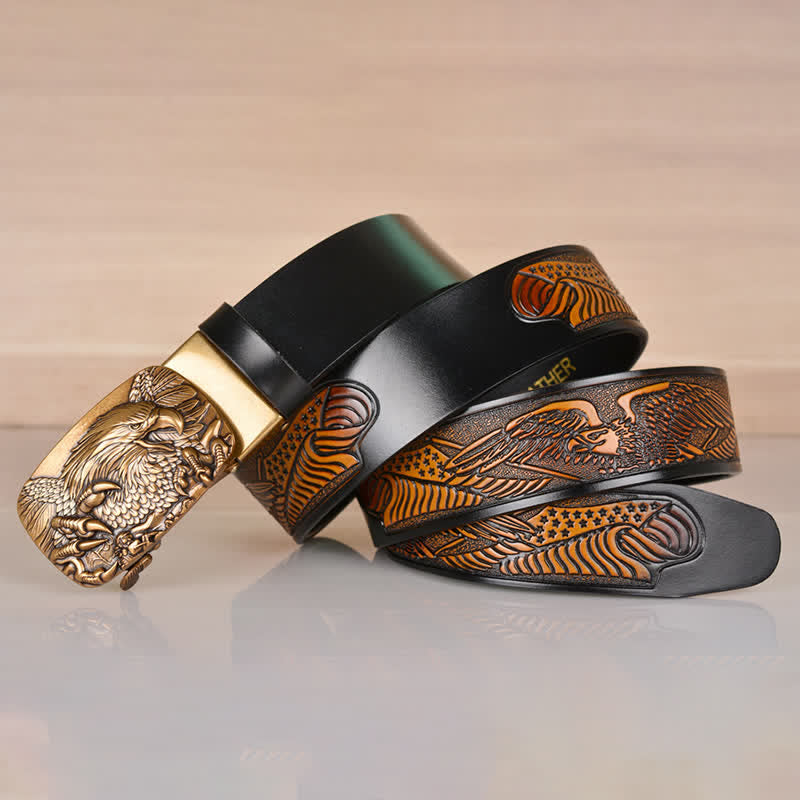 Ceinture en cuir à boucle automatique pour homme Mighty Eagle Sharp Claw