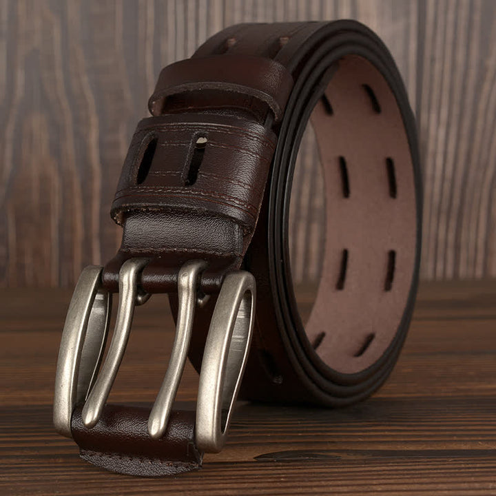 Ceinture en cuir à double ardillon pour homme