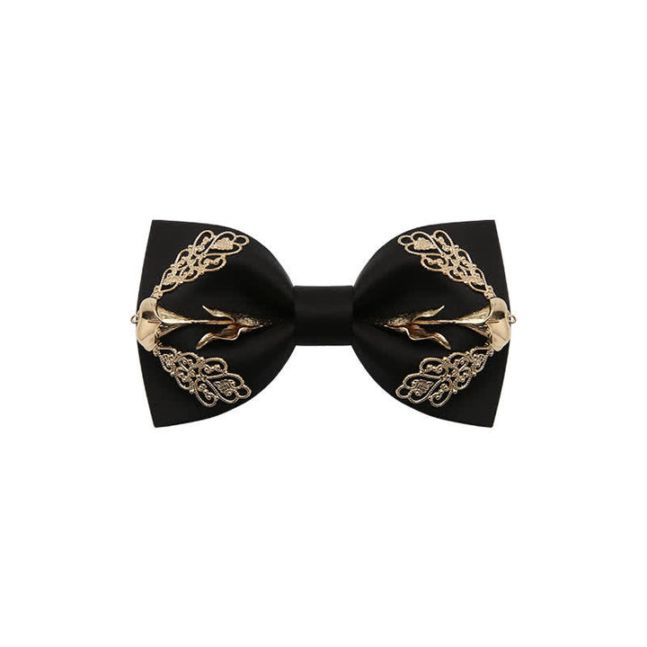 Nœud papillon pour homme à motif de lys calla à fleurs dorées