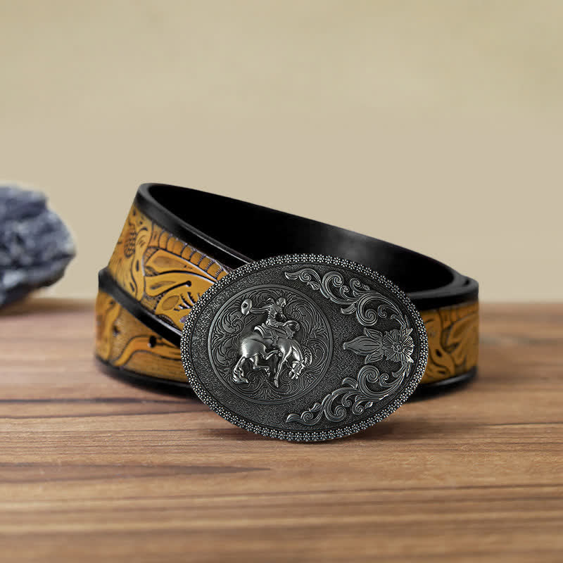 Ceinture en cuir à boucle pour homme avec boucle pour équitation tout-terrain