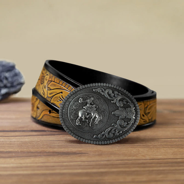 Ceinture en cuir à boucle pour homme avec boucle pour équitation tout-terrain