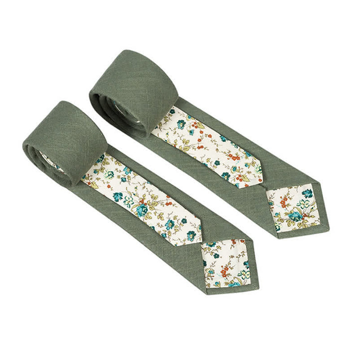 Cravate patchwork florale à carreaux pour homme - Vert de mer foncé - image 20