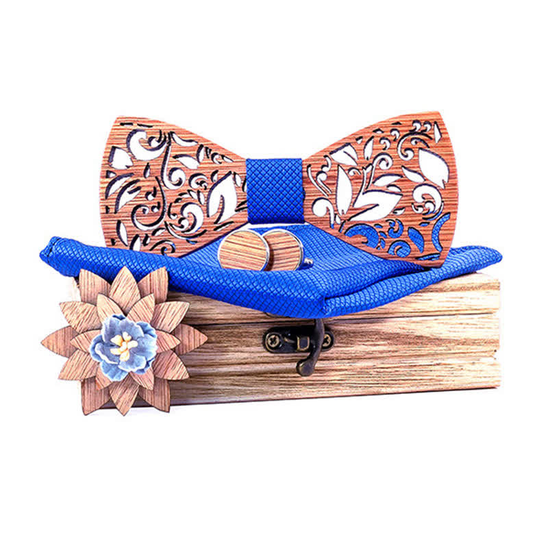 Lot de 4 nœuds creux papillon en bois pour homme