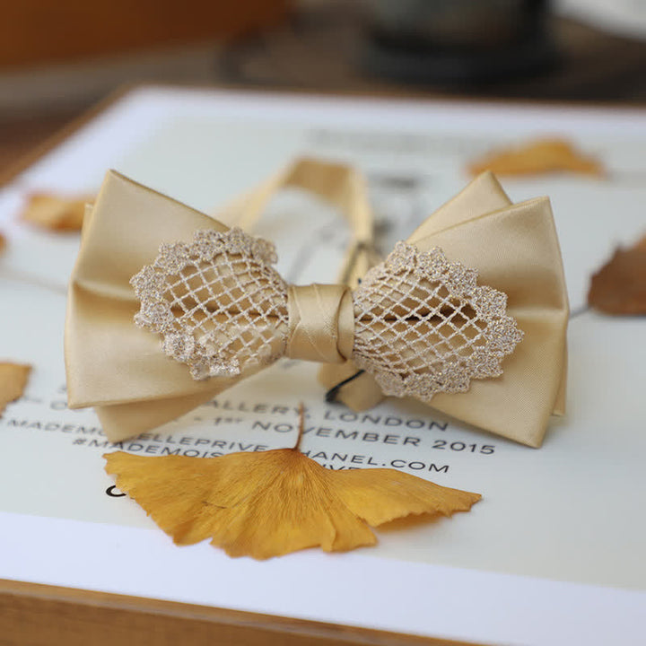 Nœud papillon élégant en dentelle fleurie pour homme