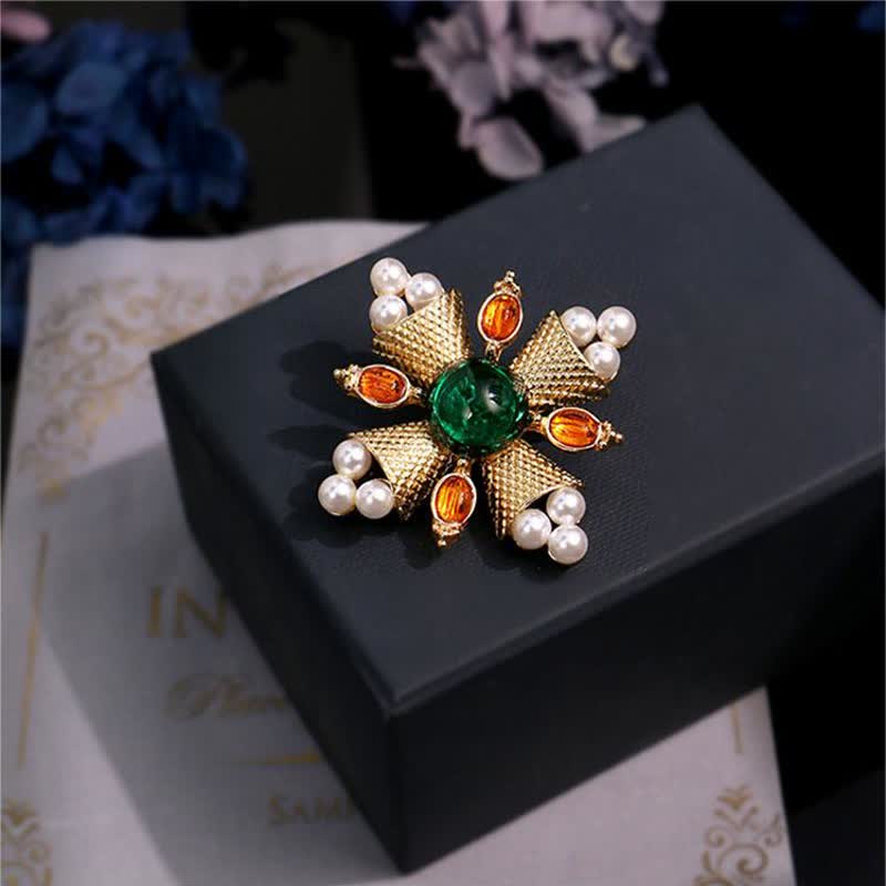 Broche en perles pour femme avec croix baroque impératrice