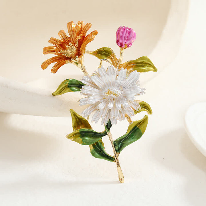 Broche créative à motif de marguerite florale pour femme