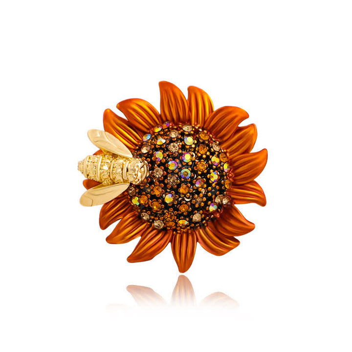 Broche pour femme en forme d'abeille et de tournesol